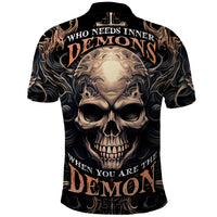 Skull Fantasy Polo Shirt Who Needs Inner Demons When You Are The Demon - Wonder Print Shop