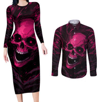 Death Skull Couples Matching Long Sleeve Bodycon Dress and Long Sleeve Button Shirts I'm Scary Enough Without A Costume - Wonder Print Shop