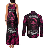 Death Skull Couples Matching Tank Maxi Dress and Long Sleeve Button Shirts I'm Scary Enough Without A Costume - Wonder Print Shop
