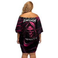 Death Skull Off Shoulder Short Dress I'm Scary Enough Without A Costume - Wonder Print Shop