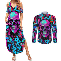 Skull Grafity Couples Matching Summer Maxi Dress and Long Sleeve Button Shirts You Are Never Too Young To Dream Big - Wonder Print Shop