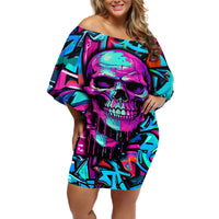 Skull Grafity Off Shoulder Short Dress You Are Never Too Young To Dream Big - Wonder Print Shop