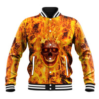 Three Skulls Flaming Baseball Jacket High On Fire - Wonder Print Shop