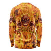Three Skulls Flaming Long Sleeve Shirt High On Fire - Wonder Print Shop