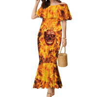 Three Skulls Flaming Mermaid Dress High On Fire - Wonder Print Shop