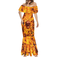 Three Skulls Flaming Mermaid Dress High On Fire - Wonder Print Shop