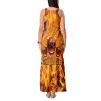 Three Skulls Flaming Tank Maxi Dress High On Fire - Wonder Print Shop