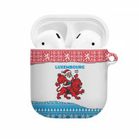 Luxembourg Christmas AirPods Case with Santa Claus Red Lion Snowflake Pattern and National Flag Design - Wonder Print Shop