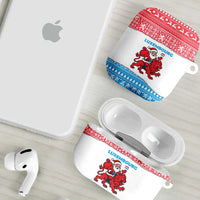 Luxembourg Christmas AirPods Case with Santa Claus Red Lion Snowflake Pattern and National Flag Design - Wonder Print Shop