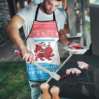 Luxembourg Christmas Apron with Santa Claus Red Lion Snowflake Pattern and National Flag Design - Wonder Print Shop