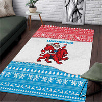 Luxembourg Christmas Area Rug with Santa Claus Red Lion Snowflake Pattern and National Flag Design - Wonder Print Shop