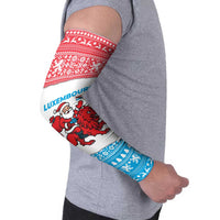 Luxembourg Christmas Arm Sleeves with Santa Claus Red Lion Snowflake Pattern and National Flag Design - Wonder Print Shop