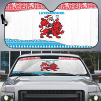 Luxembourg Christmas Auto Sun Shade with Santa Claus Red Lion Snowflake Pattern and National Flag Design - Wonder Print Shop