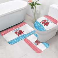Luxembourg Christmas Bathroom Set with Santa Claus Red Lion Snowflake Pattern and National Flag Design - Wonder Print Shop