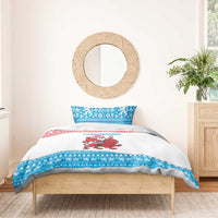 Luxembourg Christmas Bedding Set with Santa Claus Red Lion Snowflake Pattern and National Flag Design - Wonder Print Shop