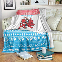 Luxembourg Christmas Blanket with Santa Claus Red Lion Snowflake Pattern and National Flag Design - Wonder Print Shop