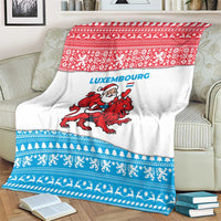 Luxembourg Christmas Blanket with Santa Claus Red Lion Snowflake Pattern and National Flag Design - Wonder Print Shop