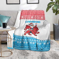 Luxembourg Christmas Blanket with Santa Claus Red Lion Snowflake Pattern and National Flag Design - Wonder Print Shop