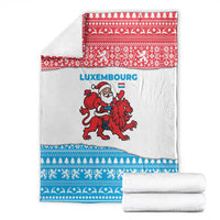 Luxembourg Christmas Blanket with Santa Claus Red Lion Snowflake Pattern and National Flag Design - Wonder Print Shop