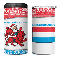Luxembourg Christmas 4 in 1 Can Cooler Tumbler with Santa Claus Red Lion Snowflake Pattern and National Flag Design - Wonder Print Shop