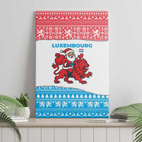 Luxembourg Christmas Canvas Wall Art with Santa Claus Red Lion Snowflake Pattern and National Flag Design - Wonder Print Shop
