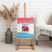 Luxembourg Christmas Canvas Wall Art with Santa Claus Red Lion Snowflake Pattern and National Flag Design - Wonder Print Shop