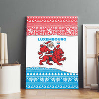 Luxembourg Christmas Canvas Wall Art with Santa Claus Red Lion Snowflake Pattern and National Flag Design - Wonder Print Shop