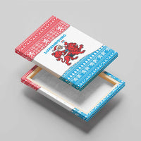 Luxembourg Christmas Canvas Wall Art with Santa Claus Red Lion Snowflake Pattern and National Flag Design - Wonder Print Shop