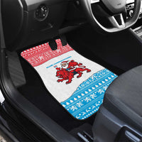 Luxembourg Christmas Car Mats with Santa Claus Red Lion Snowflake Pattern and National Flag Design - Wonder Print Shop