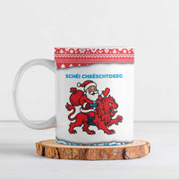 Luxembourg Christmas Ceramic Mug with Santa Claus Red Lion Snowflake Pattern and National Flag Design - Wonder Print Shop