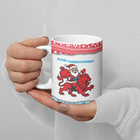 Luxembourg Christmas Ceramic Mug with Santa Claus Red Lion Snowflake Pattern and National Flag Design - Wonder Print Shop