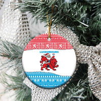 Luxembourg Christmas Ceramic Ornament with Santa Claus Red Lion Snowflake Pattern and National Flag Design - Wonder Print Shop