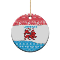 Luxembourg Christmas Ceramic Ornament with Santa Claus Red Lion Snowflake Pattern and National Flag Design - Wonder Print Shop