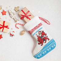 Luxembourg Christmas Stocking with Santa Claus Red Lion Snowflake Pattern and National Flag Design - Wonder Print Shop