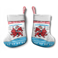 Luxembourg Christmas Stocking with Santa Claus Red Lion Snowflake Pattern and National Flag Design - Wonder Print Shop