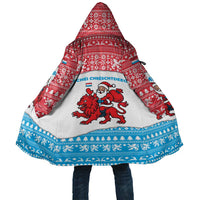 Luxembourg Christmas Cloak with Santa Claus Red Lion Snowflake Pattern and National Flag Design - Wonder Print Shop