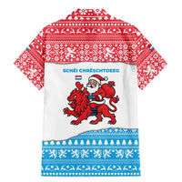 Luxembourg Christmas Family Matching Mermaid Dress and Hawaiian Shirt with Santa Claus Red Lion Snowflake Pattern and National Flag Design - Wonder Print Shop