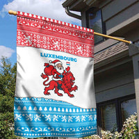 Luxembourg Christmas Garden Flag with Santa Claus Red Lion Snowflake Pattern and National Flag Design - Wonder Print Shop