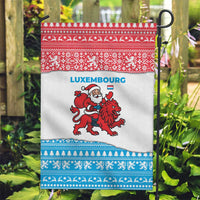 Luxembourg Christmas Garden Flag with Santa Claus Red Lion Snowflake Pattern and National Flag Design - Wonder Print Shop