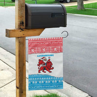 Luxembourg Christmas Garden Flag with Santa Claus Red Lion Snowflake Pattern and National Flag Design - Wonder Print Shop