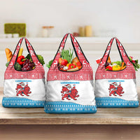Luxembourg Christmas Grocery Bag with Santa Claus Red Lion Snowflake Pattern and National Flag Design - Wonder Print Shop