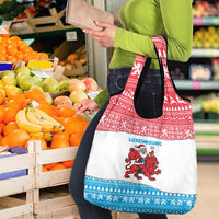Luxembourg Christmas Grocery Bag with Santa Claus Red Lion Snowflake Pattern and National Flag Design - Wonder Print Shop