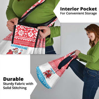 Luxembourg Christmas Grocery Bag with Santa Claus Red Lion Snowflake Pattern and National Flag Design - Wonder Print Shop