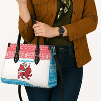 Luxembourg Christmas Leather Bag with Santa Claus Red Lion Snowflake Pattern and National Flag Design - Wonder Print Shop