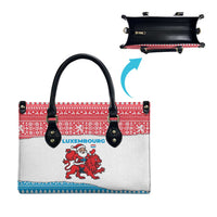 Luxembourg Christmas Leather Bag with Santa Claus Red Lion Snowflake Pattern and National Flag Design - Wonder Print Shop