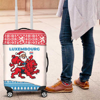 Luxembourg Christmas Luggage Cover with Santa Claus Red Lion Snowflake Pattern and National Flag Design - Wonder Print Shop