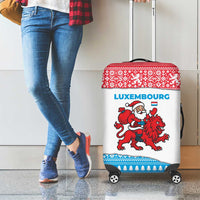 Luxembourg Christmas Luggage Cover with Santa Claus Red Lion Snowflake Pattern and National Flag Design - Wonder Print Shop
