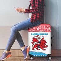 Luxembourg Christmas Luggage Cover with Santa Claus Red Lion Snowflake Pattern and National Flag Design - Wonder Print Shop