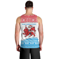 Luxembourg Christmas Men Tank Top with Santa Claus Red Lion Snowflake Pattern and National Flag Design - Wonder Print Shop