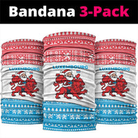 Luxembourg Christmas Neck Gaiter with Santa Claus Red Lion Snowflake Pattern and National Flag Design - Wonder Print Shop